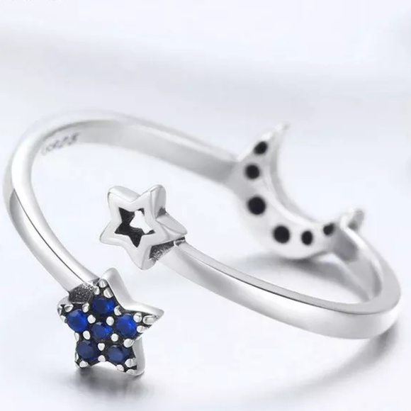 NEW S925 REVERSIBLE STARRY NIGHT RING - Picture 2 of 7